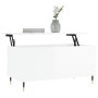 Tavolino Salotto Bianco Lucido 90x44,5x45 cm Legno Multistrato