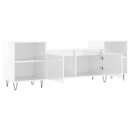 Mobile Porta TV Bianco Lucido 160x35x55 cm in Legno Multistrato