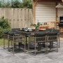 Set da Pranzo da Giardino 9 pz con Cuscini in Polyrattan Grigio