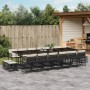 Set da Pranzo da Giardino 17 pz con Cuscini Nero in Polyrattan