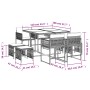 Set da Pranzo da Giardino 9 pz con Cuscini in Polyrattan Grigio