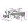 Set da Pranzo da Giardino 11pz con Cuscini in Polyrattan Grigio