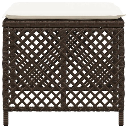 Sgabelli Giardino con Cuscini 4pz Marroni 41x41x36cm Polyrattan