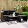 Set Divani da Giardino 3 pz con Cuscini in Polyrattan Nero