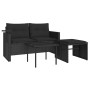 Set Divani da Giardino 3 pz con Cuscini in Polyrattan Nero