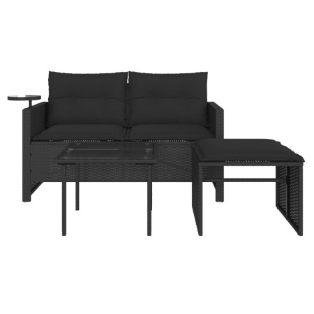 Set Divani da Giardino 3 pz con Cuscini in Polyrattan Nero