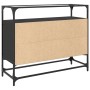 Credenza con Piano in Vetro Nero 98x35x81cm Legno Multistrato