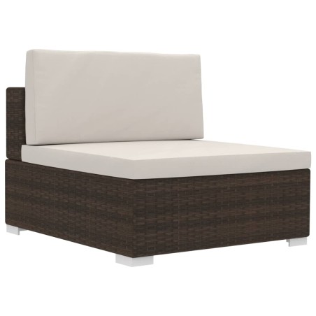 Set Divani da Giardino 3 pz con Cuscini in Polyrattan Marrone