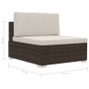 Set Divani da Giardino 3 pz con Cuscini in Polyrattan Marrone