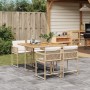 Set da Pranzo da Giardino 5 pz con Cuscini Beige in Polyrattan