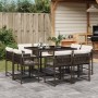 Set da Pranzo da Giardino 9pz con Cuscini Marrone in Polyrattan