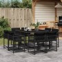 Set da Pranzo da Giardino 9 pz con Cuscini Nero in Polyrattan