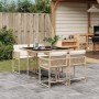 Set da Pranzo da Giardino 5 pz con Cuscini Beige in Polyrattan