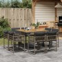 Set da Pranzo da Giardino 9 pz con Cuscini in Polyrattan Grigio