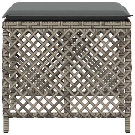 Sgabelli Giardino con Cuscini 4pz Grigi 41x41x36cm Polyrattan