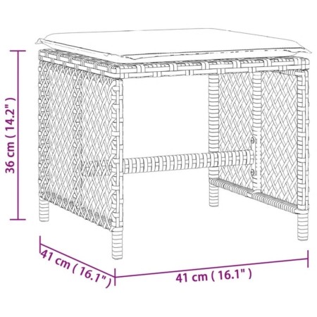 Sgabelli Giardino con Cuscini 4pz Grigi 41x41x36cm Polyrattan