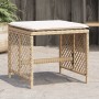 Sgabelli Giardino con Cuscini 4pz Beige 41x41x36cm Polyrattan