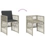 Set Pranzo Giardino 11pz con Cuscini Grigio Chiaro Polyrattan