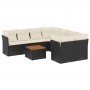 Set Divani da Giardino 9 pz con Cuscini Nero in Polyrattan