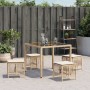 Sgabelli Giardino con Cuscini 4pz Beige 41x41x36cm Polyrattan