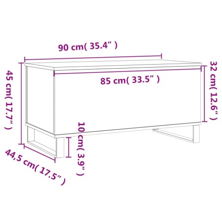 Tavolino da Salotto Rovere Fumo 90x44,5x45 cm Legno Multistrato