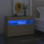 Comodino con Luci LED Sonoma 60x35x40 cm in Legno Multistrato