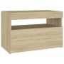 Comodino con Luci LED Sonoma 60x35x40 cm in Legno Multistrato