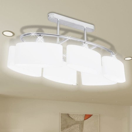 Lampada da Soffitto Paralume Ellissoidale Vetro 6 Lampadine E14