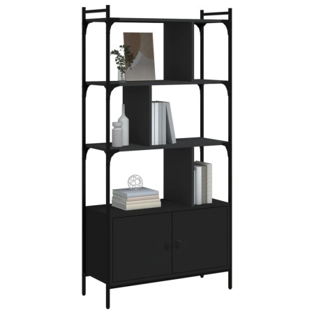 Libreria con Ante Nera 76,5x30x154,5 cm Legno Multistrato