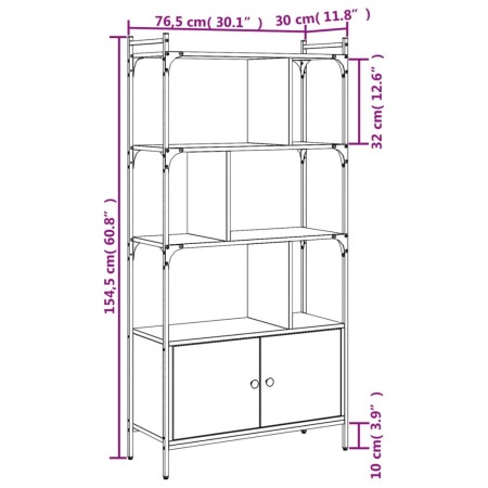 Libreria con Ante Nera 76,5x30x154,5 cm Legno Multistrato