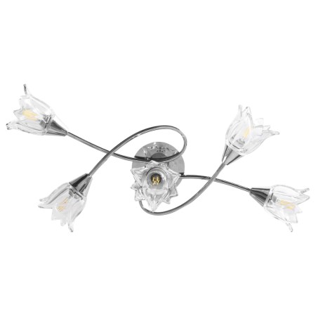 Lampadario con Paralumi in Vetro per 5 Lampadine E14 Tulipano