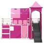 Letto a Castello con Scivolo e Tende Rosa 80x200 cm