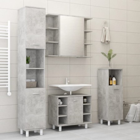 Set Mobili da Bagno 3 pz Grigio Cemento in Truciolato