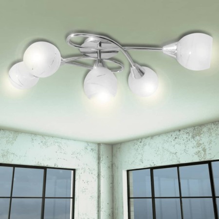 Lampada da Soffitto con Paralume in Vetro per 5 Lampadine E14