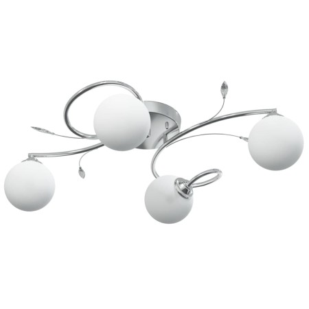 Lampada Soffitto con Paralumi Tondi in Vetro per 4 Luci LED G9