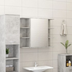 Mobile Bagno con Specchio Grigio Cemento 80x20,5x64 Multistrato