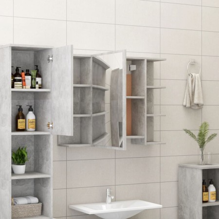 Mobile Bagno con Specchio Grigio Cemento 80x20,5x64 Multistrato