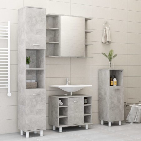 Mobile Bagno con Specchio Grigio Cemento 80x20,5x64 Multistrato