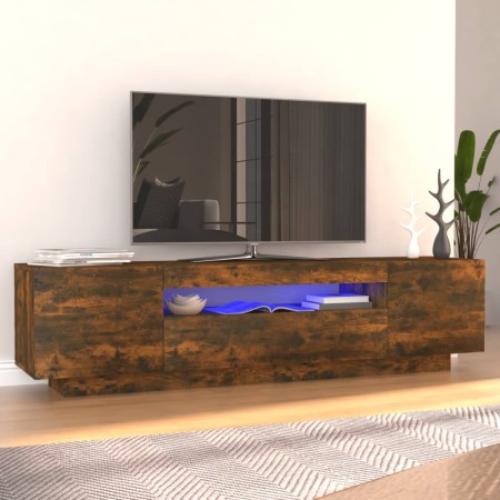 Mobile Porta TV con Luci LED Rovere Fumo 160x35x40 cm