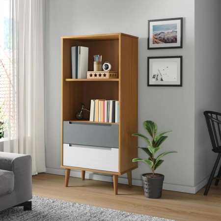 Libreria MOLDE Marrone 60x35x133,5 cm in Legno Massello di Pino