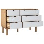 Cassettiera OTTA Marrone e Bianco 111x43x73,5 cm Legno di Pino