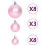 Set Addobbi di Natale 65 pz Rosa/Rosso/Bianco