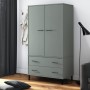 Armadio Gambe Metallo Grigio 90x55x172,5 cm Legno Massello OSLO