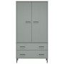 Armadio Gambe Metallo Grigio 90x55x172,5 cm Legno Massello OSLO