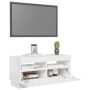 Mobile Porta TV con Luci LED Bianco Lucido 80x35x40 cm