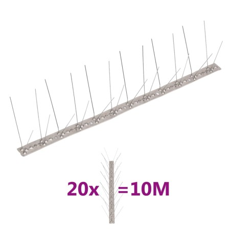 Set Dissuasori per Uccelli e Piccioni 20 pz Acciaio 4 File 10 m