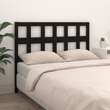 Testiera per Letto Nera 125,5x4x100cm in Legno Massello di Pino