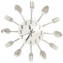 325162 Wall Clock with Spoon and Fork Design Silver 31 cm Aluminium