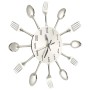 325162 Wall Clock with Spoon and Fork Design Silver 31 cm Aluminium