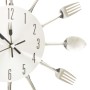 325162 Wall Clock with Spoon and Fork Design Silver 31 cm Aluminium